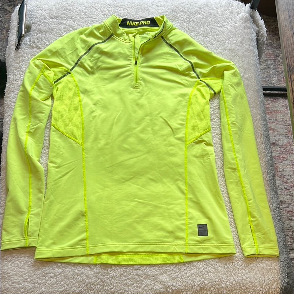 Nike Pro Fitted Neon Yellow Long Sleeve Top